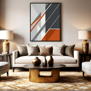 Modern Abstract Rust Orange Gray Canvas Print