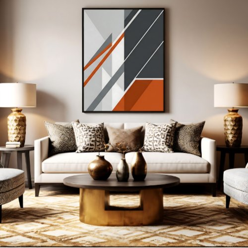 Modern Abstract Rust Orange Gray Canvas Print