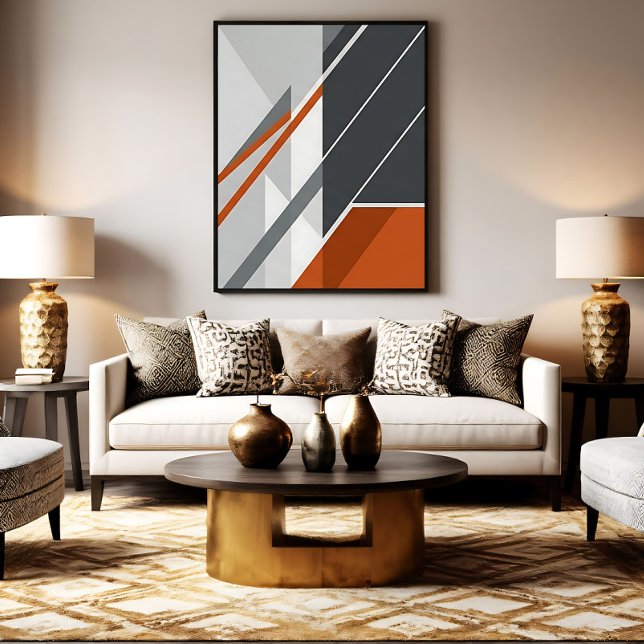 Modern Abstract Rust Orange Gray Canvas Print (Creator Uploaded)