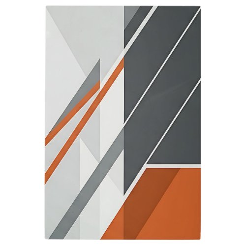 Modern Abstract Rust Orange Gray Metal Print