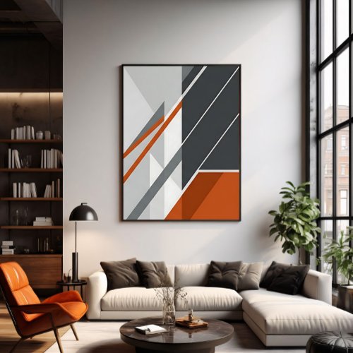 Modern Abstract Rust Orange Gray Poster
