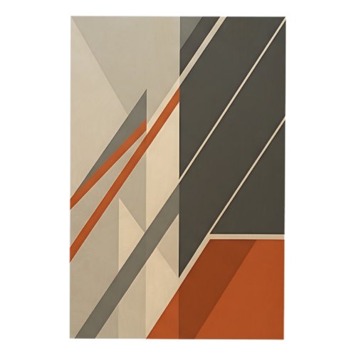 Modern Abstract Rust Orange Gray Wood Wall Art