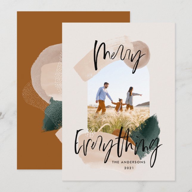 Modern abstract rust photo arch Christmas holiday Announcement (Front/Back)