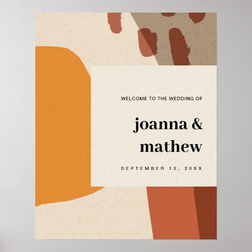 MODERN ABSTRACT RUST YELLOW ART WELCOME WEDDING POSTER