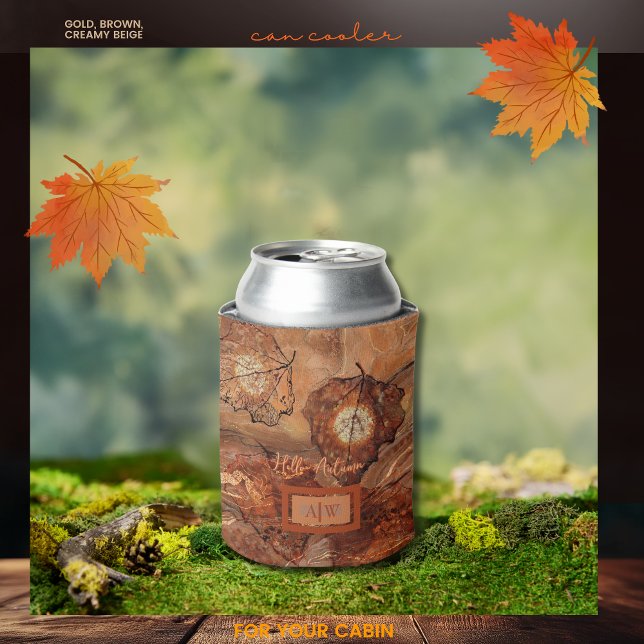 Modern Abstract Rustic Brown Monogram Cooler (Modern Abstract Rustic Brown Monogram Cooler)