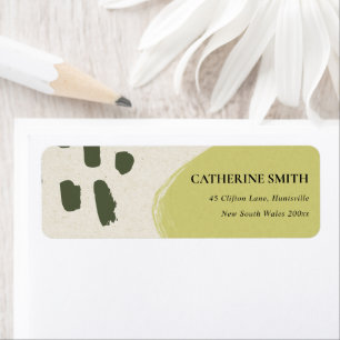 MODERN ABSTRACT RUSTIC LIME GREEN KRAFT ADDRESS LABEL