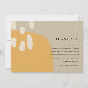 MODERN ABSTRACT RUSTIC ORANGE RUST KRAFT WEDDING THANK YOU CARD