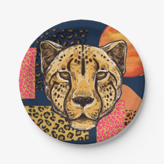 Modern Abstract Safari Cheetah Paper Plates