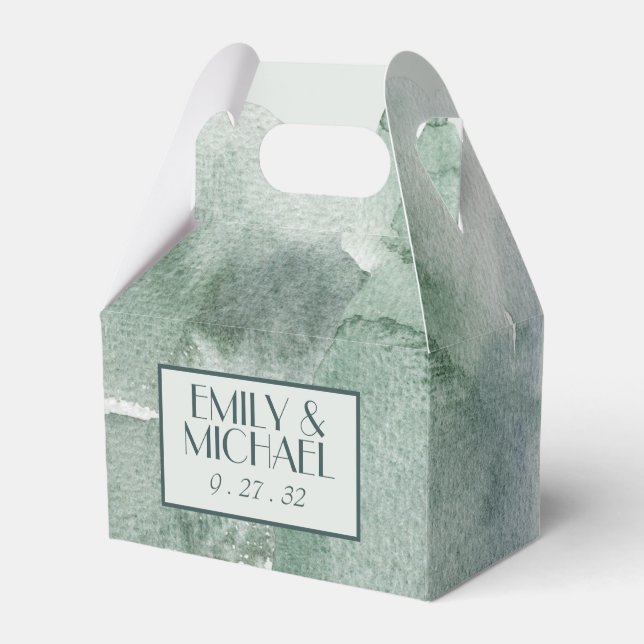Modern Abstract Sage Green Moss WatercoloFavor Box (Front Side)