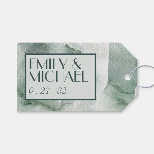 Modern Abstract Sage Green Moss Watercolor Gift Tags