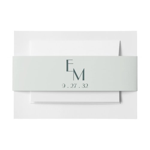 Modern Abstract Sage Green Moss Watercolor Invitation Belly Band