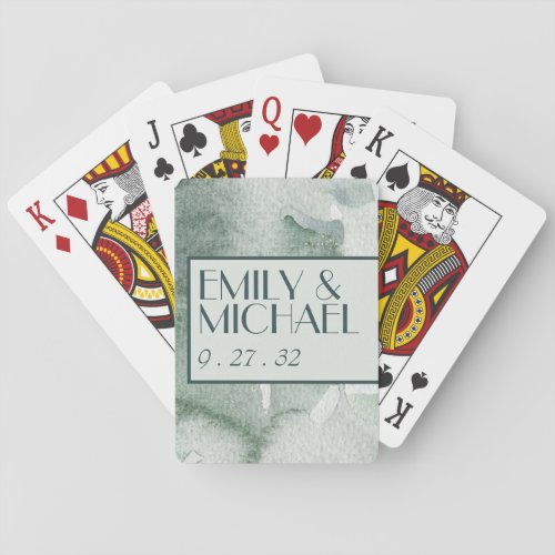 Modern Abstract Sage Green Moss Watercolor Playing Cards