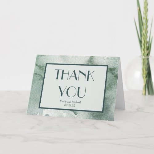 Modern Abstract Sage Green Moss Watercolor Thank You Card