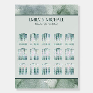 Modern Abstract Sage Moss Watercolor Seating Chart Foam Board