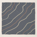 Modern Abstract Sand Brown Stripes on Dark Blue Scarf<br><div class="desc">Elevate your look with this modern abstract scarf featuring flowing sand and brown stripes on a rich dark blue background. The minimalist design and neutral tones make it a versatile accessory for any season. Perfect as a chic neck scarf, head wrap, or handbag accent, this piece adds an effortless touch...</div>