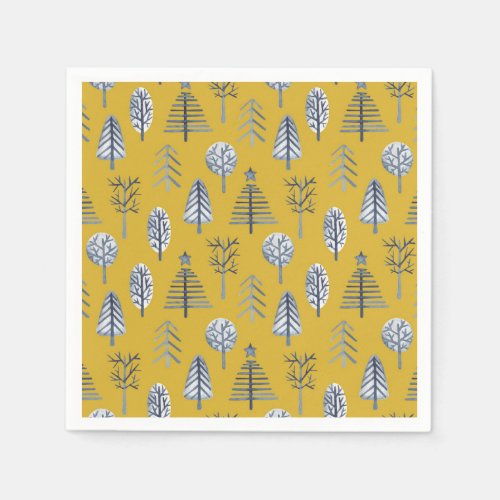 Modern Abstract Scandinavian Christmas Forest Napkins