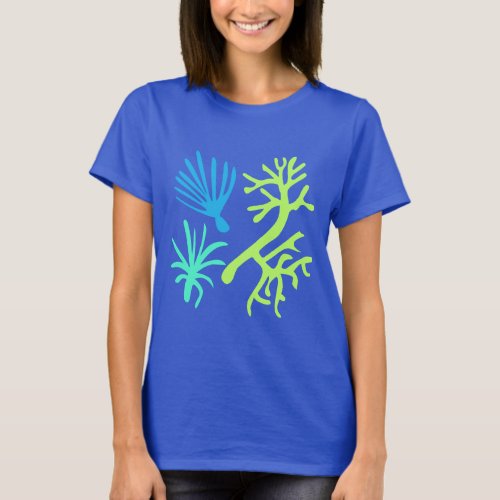 Modern Abstract Sea Life Lime Green and Aqua  T_Shirt