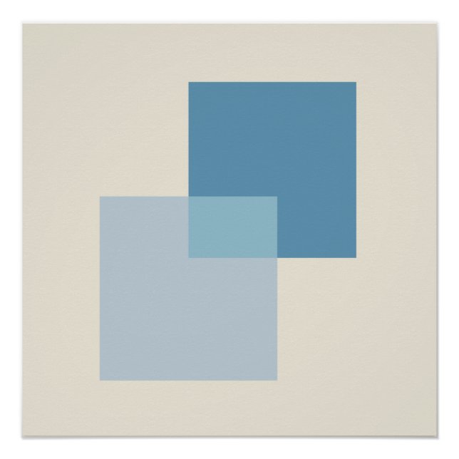 Modern Abstract Shades of Blue, Minimalist Design  Poster (Front)