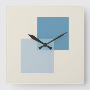 Modern Abstract Shades of Blue, Minimalist Design Square Wall Clock