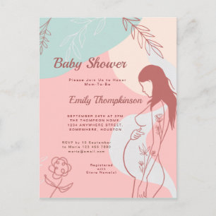 Modern Abstract Shape Expectant Mom Baby Shower Postcard