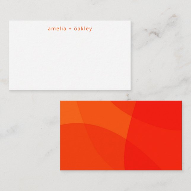 Modern Abstract Shape Orange Custom Gift Enclosure Note Card (Front/Back)