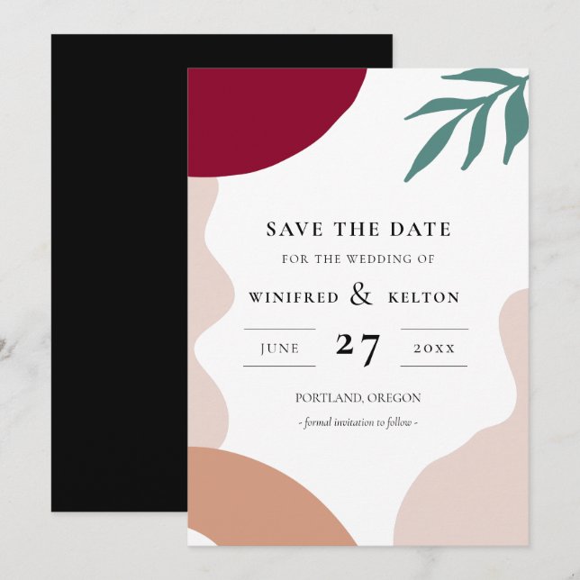Modern abstract shapes contemporary Save the date Invitation (Front/Back)