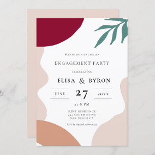 Modern abstract shapes engagement party invitation