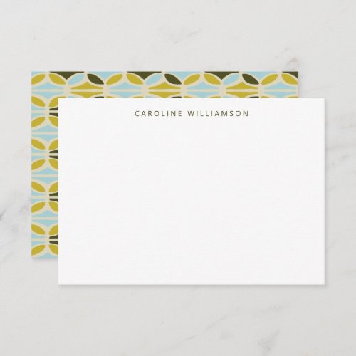Modern Abstract Shapes Green Blue Custom Name Note Card