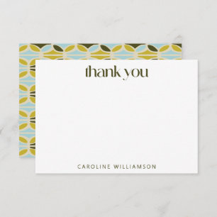 Modern Abstract Shapes Green Blue Custom Name  Thank You Card
