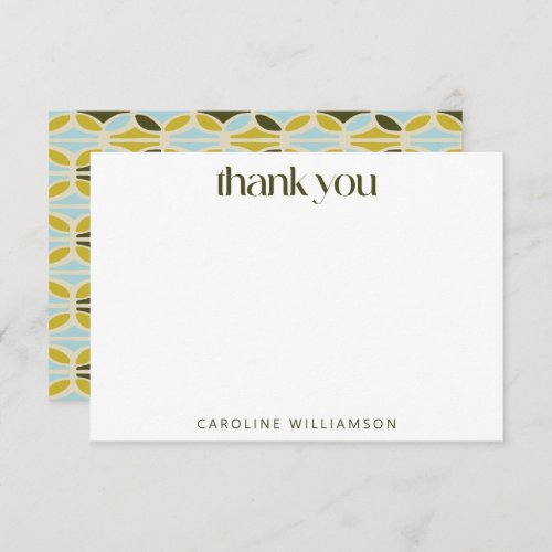 Modern Abstract Shapes Green Blue Custom Name  Thank You Card