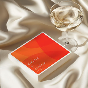 Modern Abstract Shapes Orange Bold Custom Wedding Napkins