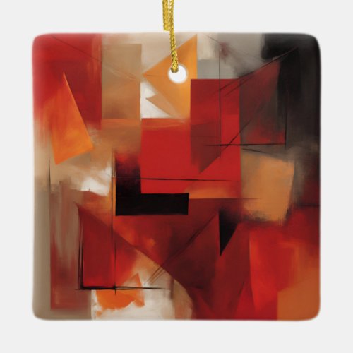 Modern Abstract Shapes Painting Colorful Art Ceramic Ornament