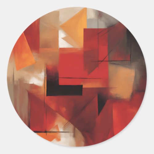 Modern Abstract Shapes Painting Colorful Art Classic Round Sticker