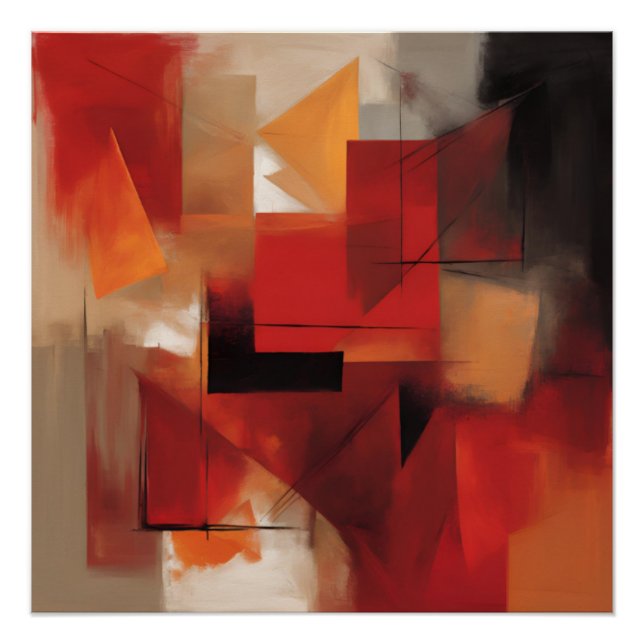 Modern Abstract Shapes Painting Colorful Art Poster (Front)