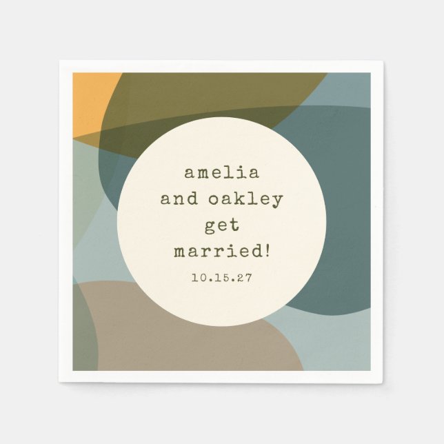 Modern Abstract Shapes Sage Teal Custom Wedding Napkins (Front)