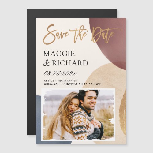 Modern Abstract Shapes Save the Date Magnetic Card