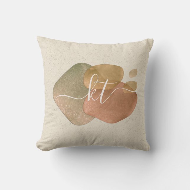 Modern Abstract Shapes Script Monogram  Throw Pillow (Front)