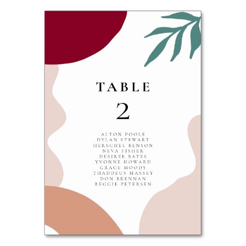 Modern abstract shapes seating chart cards