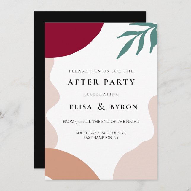 Modern abstract shapes wedding after party invitation (Front/Back)