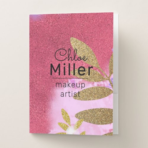 Modern Abstract Shimmering Glitter Makeup Artist Pocket Folder