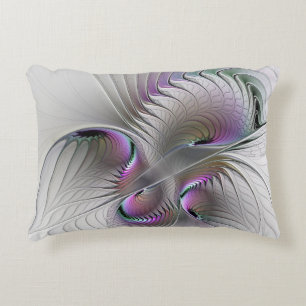Modern Abstract Shy Fantasy Figure Fractal Art Accent Pillow