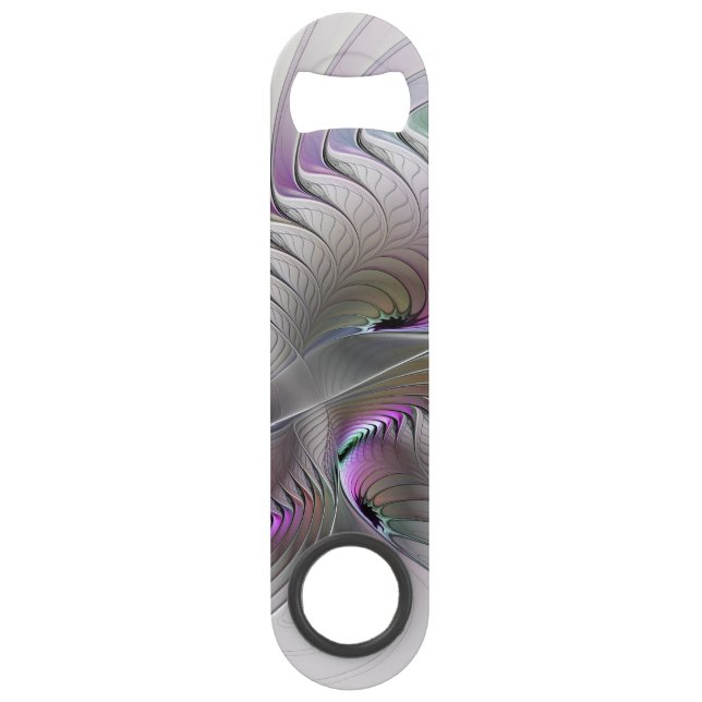 Modern Abstract Shy Fantasy Figure Fractal Art Bar Key (Front)