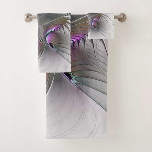 Modern Abstract Shy Fantasy Figure Fractal Art Bath Towel Set