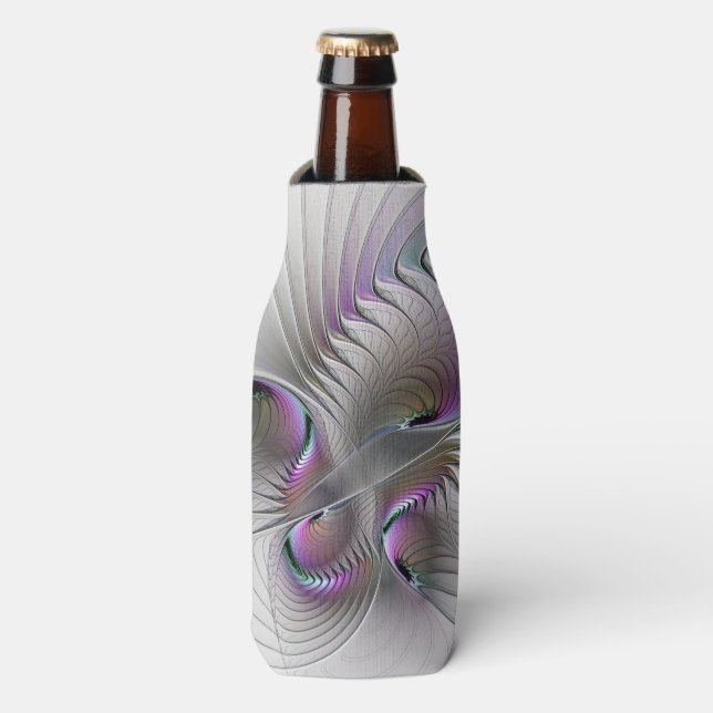 Modern Abstract Shy Fantasy Figure Fractal Art Bottle Cooler (Bottle Front)
