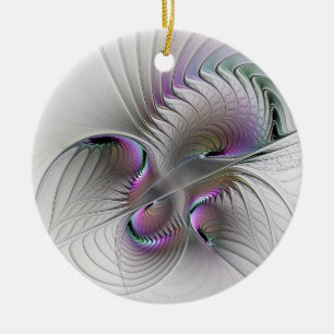 Modern Abstract Shy Fantasy Figure Fractal Art Ceramic Ornament