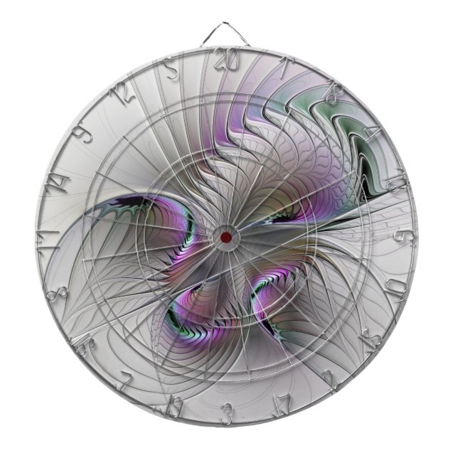 Modern Abstract Shy Fantasy Figure Fractal Art Dart Board (Front)