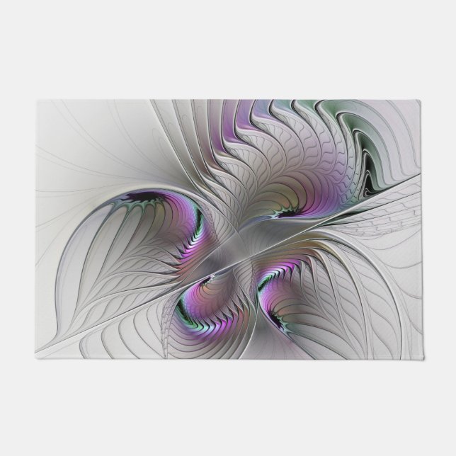 Modern Abstract Shy Fantasy Figure Fractal Art Doormat (Front)