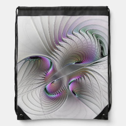 Modern Abstract Shy Fantasy Figure Fractal Art Drawstring Bag