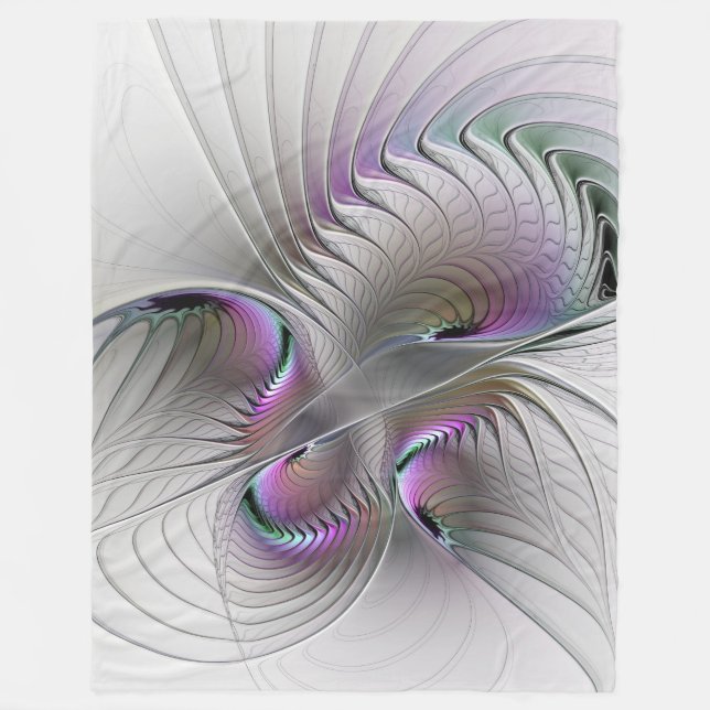Modern Abstract Shy Fantasy Figure Fractal Art Fleece Blanket (Front)