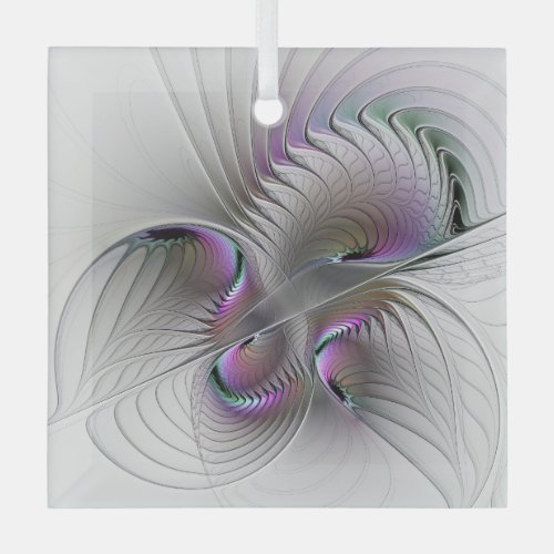 Modern Abstract Shy Fantasy Figure Fractal Art Glass Ornament